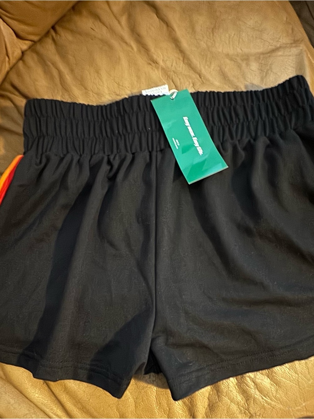 SHEIN Black Athletic Shorts with rainbow Accent